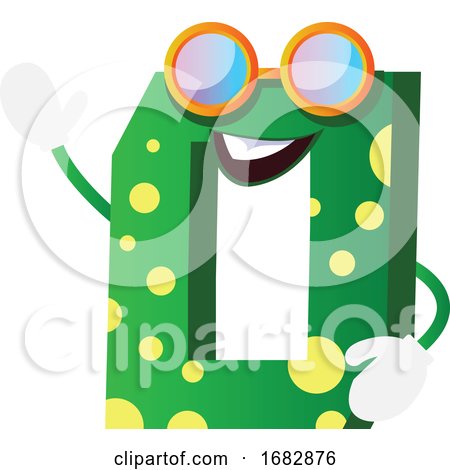 Green Monster in Number Zero Shape with Glasses Illustration  by Morphart Creations