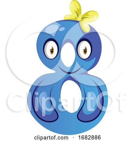 Blue Monster in Number Eight Shape Illustration  by Morphart Creations