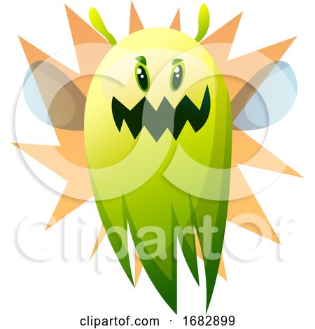 Smiling Cartoon Green Monster Illustartion  by Morphart Creations