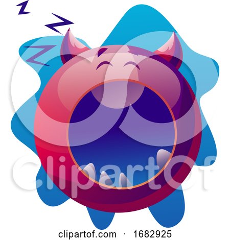Sleepy Cartoon Purple Monster Illustartion  by Morphart Creations