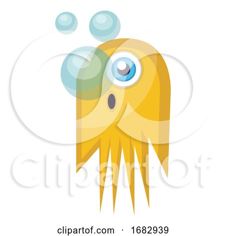 Yellow Monster Releasing Air Bubblesvector Emoji Illustration on a White Background by Morphart Creations