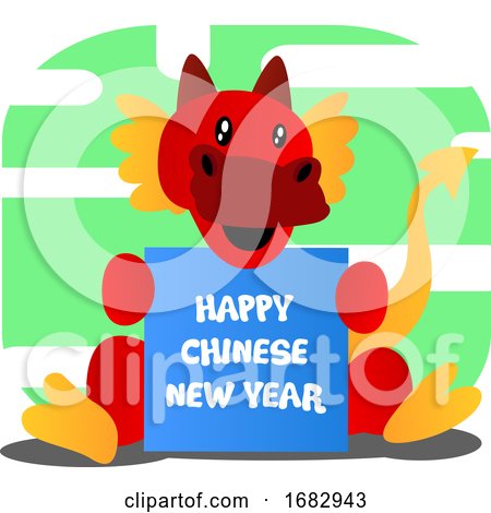 Red Cartoon Dragon Celebrating Chinese New Year Illustartion  by Morphart Creations