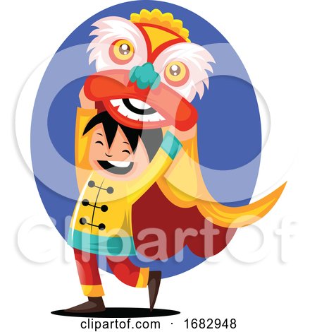 Chinese Kid Wearing Monster Costume for Chinese New Yearillustration  by Morphart Creations