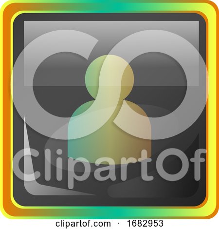 Avatar Grey Square  Icon Illustration with Yellow and Green Details on White Background by Morphart Creations