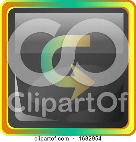 Back Grey Square  Icon Illustration with Yellow and Green Details on White Background by Morphart Creations
