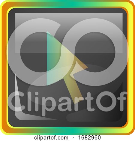 Cursor Grey Square  Icon Illustration with Yellow and Green Details on White Background by Morphart Creations