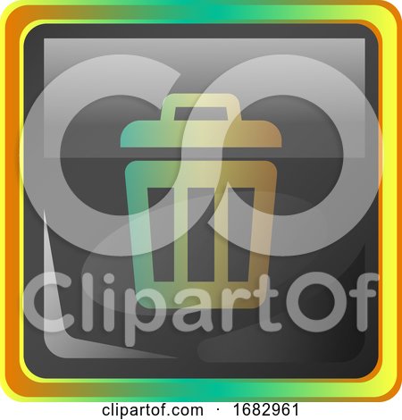 Deleted Files Grey Square  Icon Illustration with Yellow and Green Details on White Background by Morphart Creations
