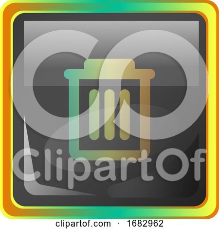Delete Grey Square  Icon Illustration with Yellow and Green Details on White Background by Morphart Creations