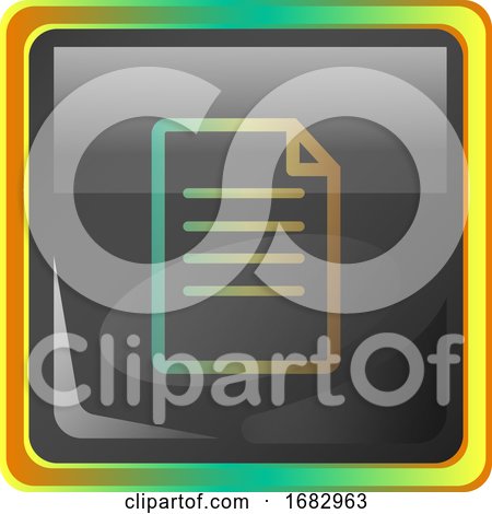 Notes Grey Square  Icon Illustration with Yellow and Green Details on White Background by Morphart Creations
