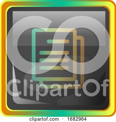 Documents Grey Square  Icon Illustration with Yellow and Green Details on White Background by Morphart Creations