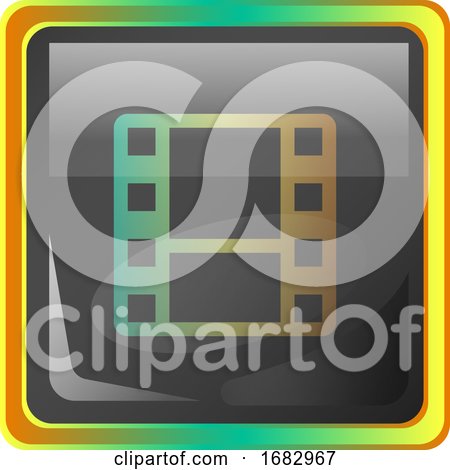 Video Gallery Grey Square  Icon Illustration with Yellow and Green Details on White Background by Morphart Creations
