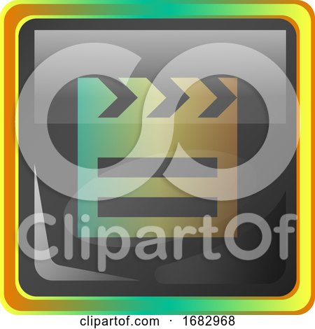 Film Grey Square  Icon Illustration with Yellow and Green Details on White Background by Morphart Creations