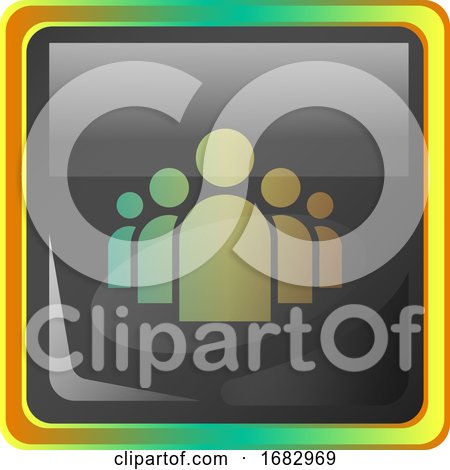 Groupchat Grey Square  Icon Illustration with Yellow and Green Details on White Background by Morphart Creations