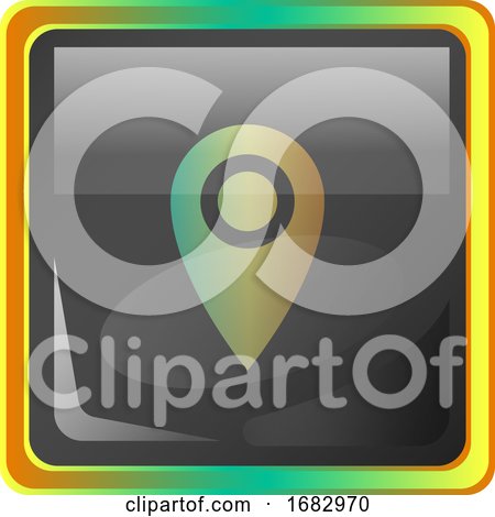 Lockation Grey Square  Icon Illustration with Yellow and Green Details on White Background by Morphart Creations