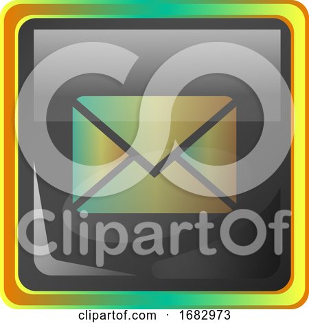 Message Grey Square  Icon Illustration with Yellow and Green Details on White Background by Morphart Creations
