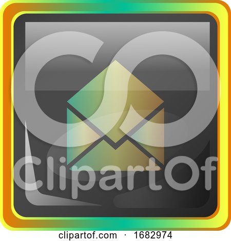 Open Message Grey Square  Icon Illustration with Yellow and Green Details on White Background by Morphart Creations