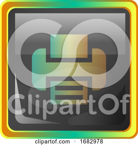 Print Grey Square  Icon Illustration with Yellow and Green Details on White Background by Morphart Creations