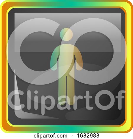 Standing Man Grey  Icon Illustration with Colorful Details on White Background by Morphart Creations