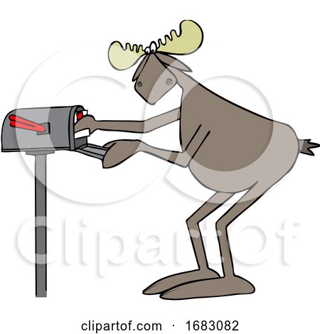 Cartoon Moose Checking the Mail by djart