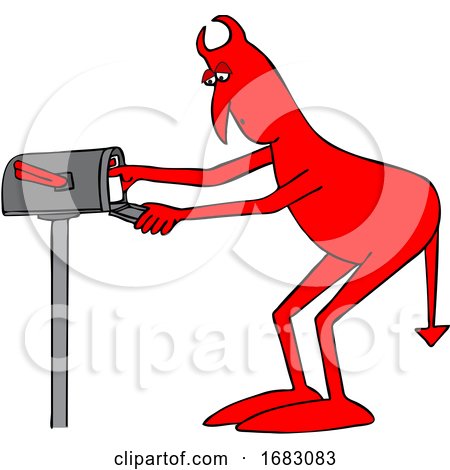 Cartoon Devil Checking the Mail by djart