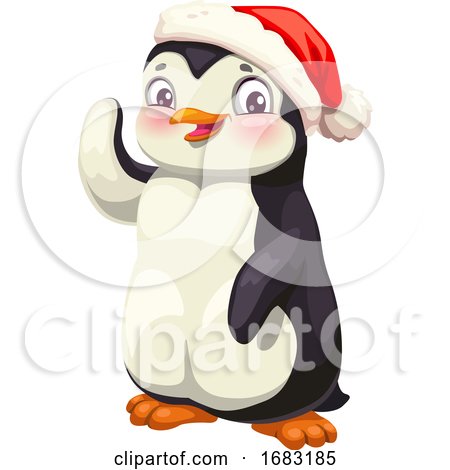Cute Penguin Wearing a Santa Hat by Vector Tradition SM