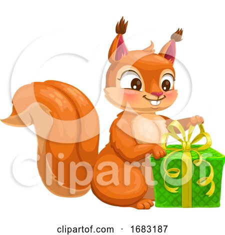 Cute Squirrel Opening a Present by Vector Tradition SM