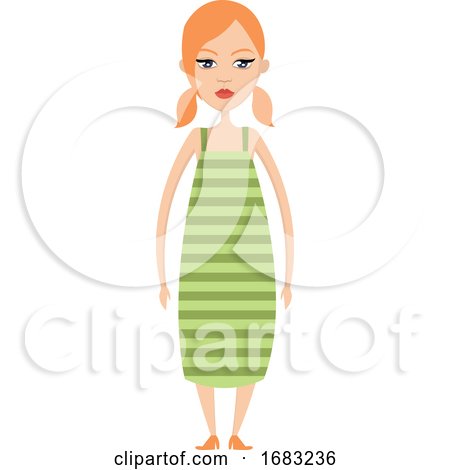 Girl in Green Dress Illustration by Morphart Creations
