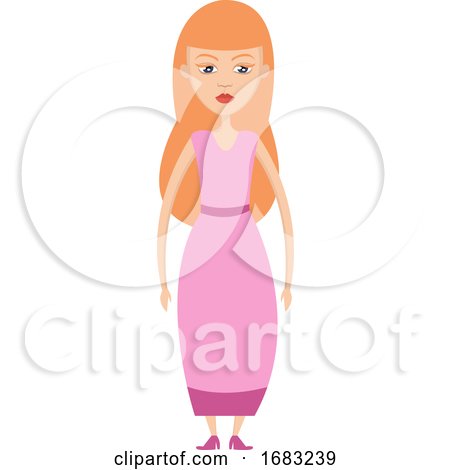 Girl in Pink Dress Illustration by Morphart Creations