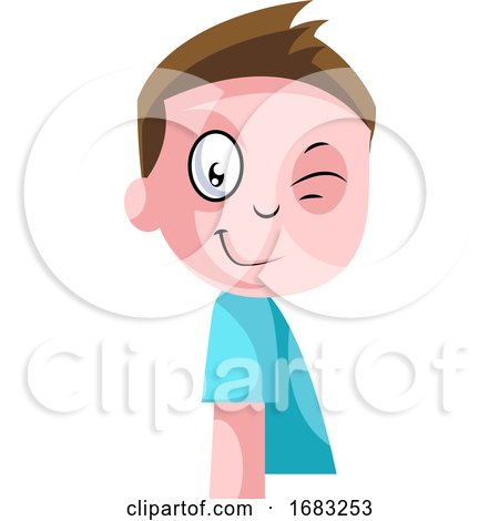 Little Boy in Blue Top Winking Illustration by Morphart Creations