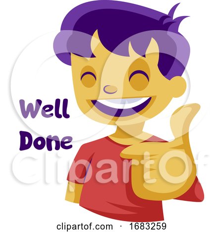 Boy with Purple Hair Showing Thumbs up by Morphart Creations
