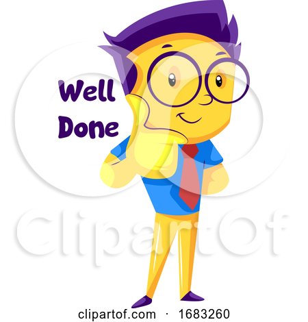 Yellow Boy with Round Glasses Showing Thumbs up by Morphart Creations