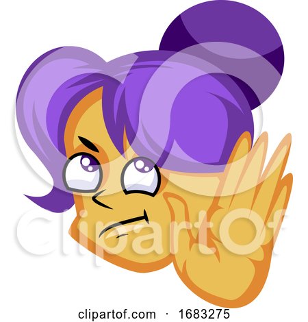 Girl with Purple Hair Showing Stop Sign with Hand by Morphart Creations