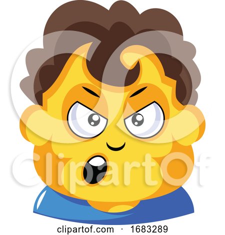 Student with Curly Brown Hair Is Cranky Illustration by Morphart Creations