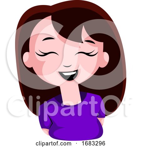 Happy and in Love Brunette in Purple Top Illustration by Morphart Creations