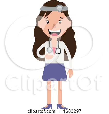 A Woman Doctor with Stethoscope Laughing Illustration by Morphart Creations