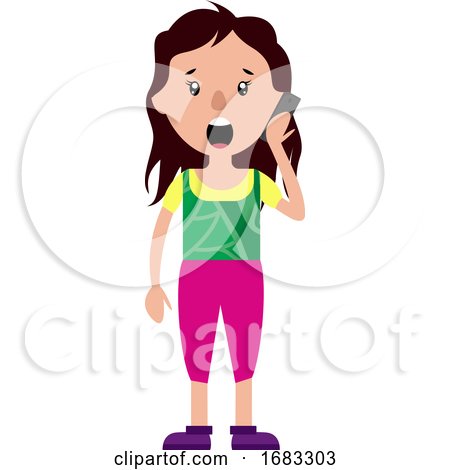 Worried Woman Talking on a Phone Illustration by Morphart Creations