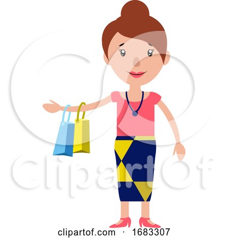 A Smiling Woman Returning from Shopping Illustration by Morphart Creations
