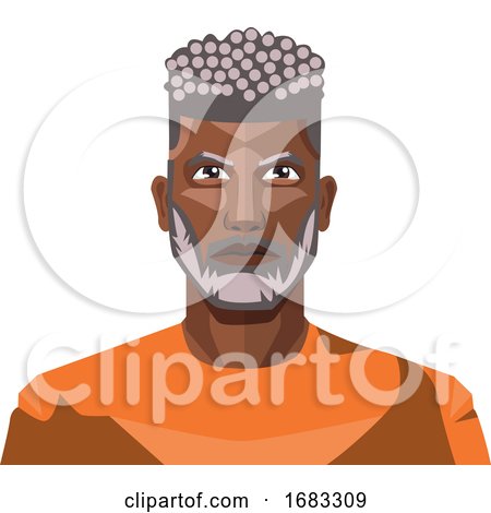 African Guy with Grey Hair and Beard Illustration by Morphart Creations