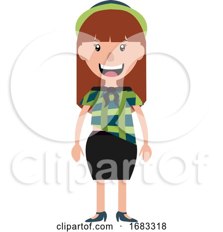 Smiling Young Woman with a Green Hat Illustration by Morphart Creations