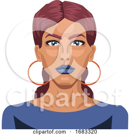 Beautiful Girl with Blue Lipstick Illustration by Morphart Creations