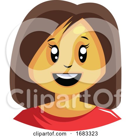Woman with Short Brown Hair Is Happy Illustration by Morphart Creations