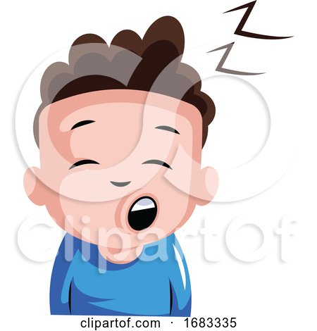 Sleepy Boy in Blue Top Illustration by Morphart Creations
