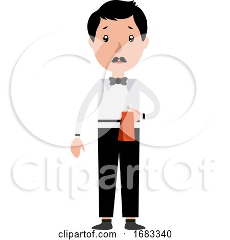 Cartoon Serious Waiter Illustration by Morphart Creations