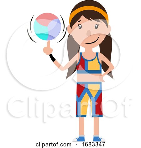 Cartoon Girl Spinning a Ball on Her Finger Illustration by Morphart Creations