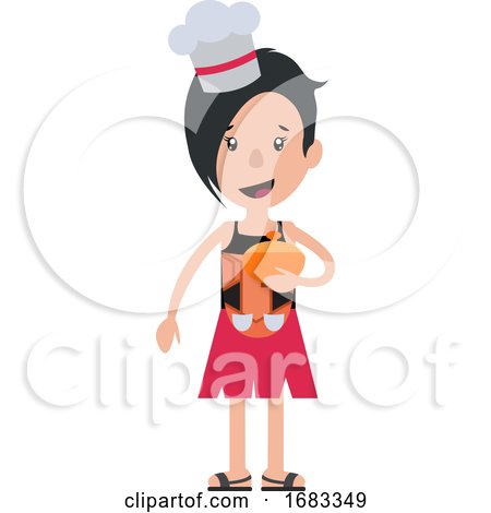 Cartoon Woman with Chef Hat Illustration by Morphart Creations