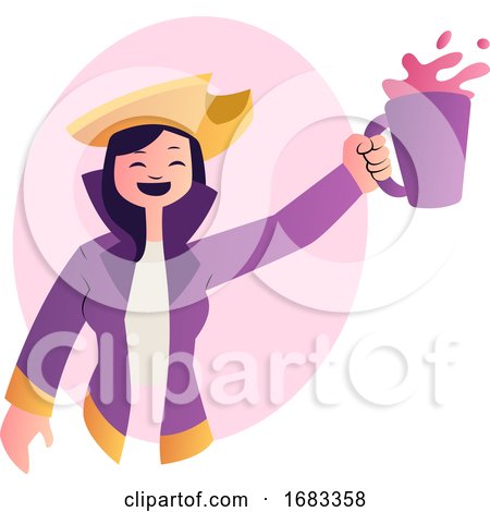 Cartoon Woman in Purple Suit Celebrating by Morphart Creations