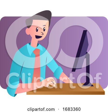 Cartoon Man Working on the Computer by Morphart Creations