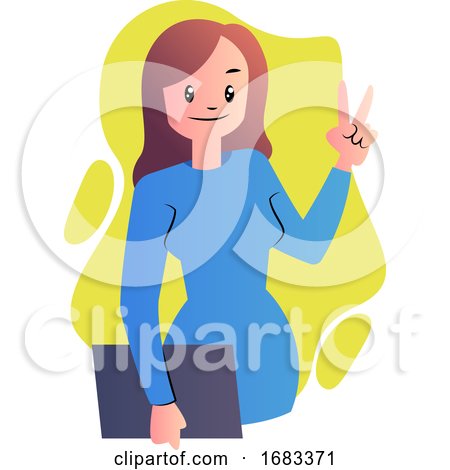 Cute Cartoon Woman in Blue Dress by Morphart Creations