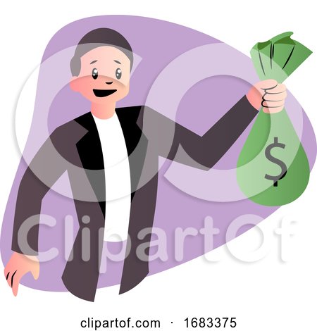 Cartoon Guy Holding Bag of Money by Morphart Creations