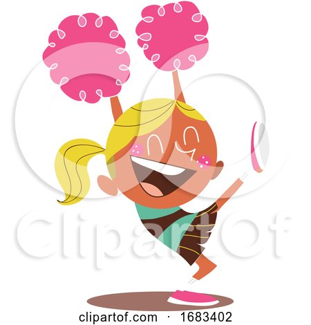 Yound Blond Illustration of a Smiling Cheerleader Cheering by Morphart Creations